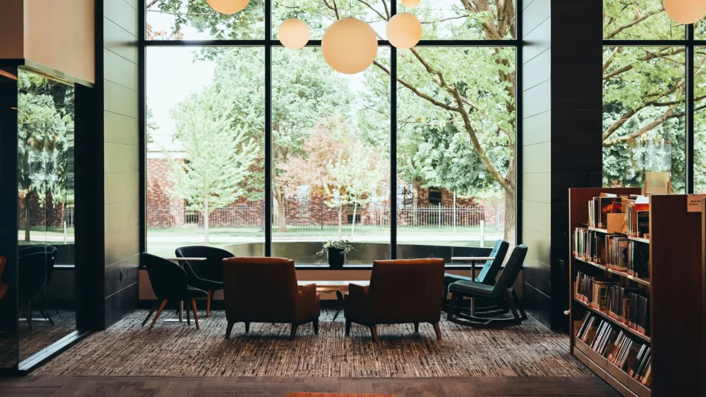 Salon de bibliothèque contemporaine